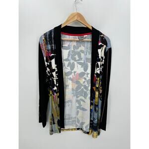 Simply Art by Dolcezza Cardigan Women XL Open Front Unique Artsy Lightweight